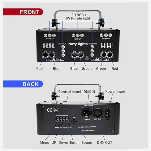 21 Eyes Stage Light Disco Dj Party Strobe Lights Indoor Sound Activated RGB UV Ball Lighting by DMX512 Control LED Ravelight for Home Parties Karaoke Birthday Wedding Bar in Saudi Arabia