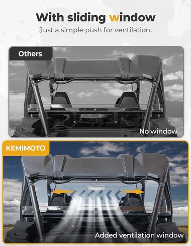 KEMIMOTO Tinted Rear Windshield Compatible with 2024 RZR XP 1000, Sliding Vented Anti-UV 1/4" Polycarbonate Hard Rear Window Compatible with 2024 2025 Polaris RZR XP 1000/RZR XP4 1000 in Saudi Arabia
