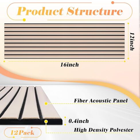 10 عبوات من لوحات الحائط الصوتية الكبيرة، لوحات مقاومة للصوت للجدار، لوحات عازلة للصوت ذاتية اللصق مقاس 47 × 12 × 0.4 بوصة، معالجة صوتية لاستوديو تسجيل المكاتب المنزلية in Kuwait