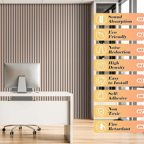 10 عبوات من لوحات الحائط الصوتية الكبيرة، لوحات مقاومة للصوت للجدار، لوحات عازلة للصوت ذاتية اللصق مقاس 47 × 12 × 0.4 بوصة، معالجة صوتية لاستوديو تسجيل المكاتب المنزلية in Kuwait