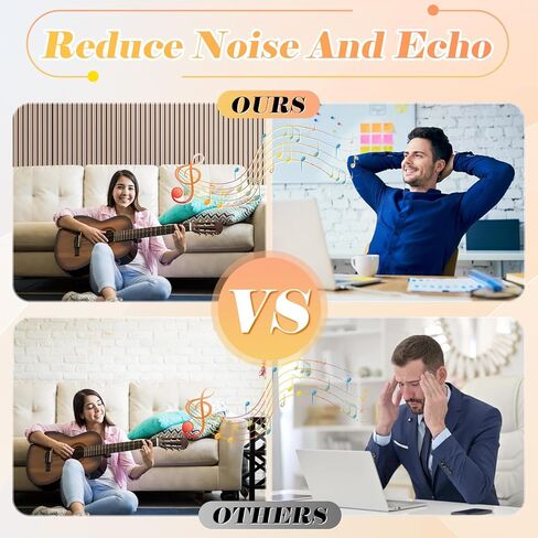 10 عبوات من لوحات الحائط الصوتية الكبيرة، لوحات مقاومة للصوت للجدار، لوحات عازلة للصوت ذاتية اللصق مقاس 47 × 12 × 0.4 بوصة، معالجة صوتية لاستوديو تسجيل المكاتب المنزلية in Kuwait