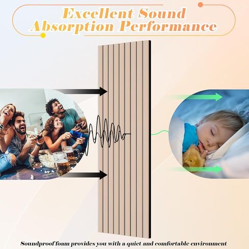 10 عبوات من لوحات الحائط الصوتية الكبيرة، لوحات مقاومة للصوت للجدار، لوحات عازلة للصوت ذاتية اللصق مقاس 47 × 12 × 0.4 بوصة، معالجة صوتية لاستوديو تسجيل المكاتب المنزلية in Kuwait