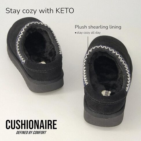 CUSHIONAIRE Keto Womens Slippers Slip-On Suede Mule Slipper - Cozy & Stylish, Memory Foam & Faux Fur Lining, Wide Widths Available in Kuwait
