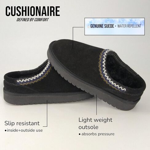 CUSHIONAIRE Keto Womens Slippers Slip-On Suede Mule Slipper - Cozy & Stylish, Memory Foam & Faux Fur Lining, Wide Widths Available in Kuwait