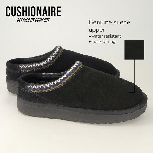 CUSHIONAIRE Keto Womens Slippers Slip-On Suede Mule Slipper - Cozy & Stylish, Memory Foam & Faux Fur Lining, Wide Widths Available in Kuwait