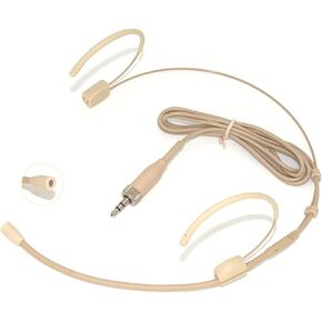 Microphone Headset Double Over Ear Earset Headworn Mic Condenser Omnidirectional Compatible with Sennheiser Wireless System Bodypack Transmitter 3.5mm Female Screw Plug