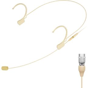 KIMAFUN Headset/Headworn Microphone Professional Earset Over Ear Hanging Condenser Mic Compatible with Audio Technica Wireless System Bodypack Transmitter, for Performance, Theater, Lecture - BeigeT4