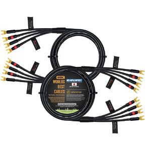 WORLDS BEST CABLES 6 Foot - Canare 4S11 – Audiophile Grade - HiFi Star-Quad Bi-Amp Speaker Cable Pair with Eminence Gold Spade Connectors