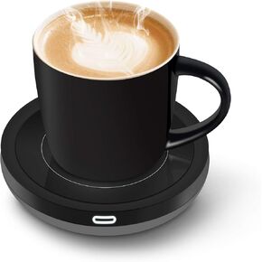 BESTINNKITS Smart Coffee Cup Warmer Set, Auto On/Off Gravity-Induction Mug Office Desk Use, Candle Wax Cup Warmer Heating Plate (Up to 131F/55C), Pink Mug Warmer Set