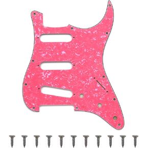 11 Hole ST/Strat Style Pickguard SSS Pick Guard for USA/Mexico Stratocaster/Strat Modern Style Guitar Parts, 3 Ply with Screws (Light Blue Pearl)