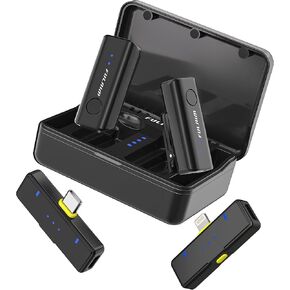 FULAIM X2 Wireless Lavalier Microphone for iPhone Android Phones iPad Tablets, Clip on Lapel Microphone System with 24H Charging Case for Video Recording Vlogging, YouTube, Interview