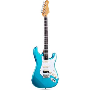 Fesley 39" Electric Guitar: Solid Body Electric Guitars for Intermediate &Pro Players with Wilkinson Pickups,Grover Tuners,6 String Guitar with Roasted Maple Neck,Single Coil Split System,Black
