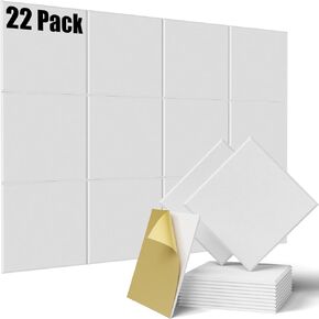 12 pack Acoustic Panels Self-Adhesive, 12"X 12"X 0.4"Sound Proof Foam Panels, Square Sound Panels High Density, Soundproof Wall Panels for Decoration and Acoustic Treatment-White