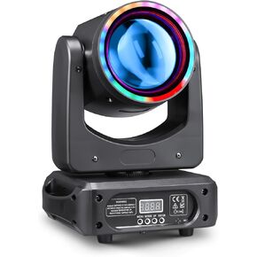 Moving Head DJ Light 100W LED Stage Lights Beam Halo DJ Lights 7 Colors Spotlights Strobe DMX512 Sound Activated for Party Wedding Live Show Parties DJ Equipment Lighting