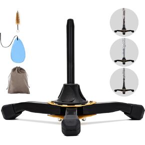 Clarinet Stand, Portable Flute Clarinet Stand with with Flannel Bag,Clarinet Cleaning Cloth and Mouthpiece Brush, Foldable Flute Oboe Tripod Holder Stand Set, Combo 4Pack