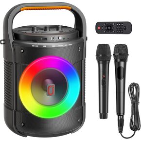 D12 Karaoke Machine for Adults & Kids, 2024 New Karaoke Machine with 2 Microphones, Portable Kareokee PA System for Party with RGB Lights, Support USB/AUX/TF/REC