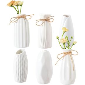 White Ceramic Vase Set of 3, Modern White Vase for Centerpieces，Pampas Grass vase，Table Decorations Vases， Neutral Small for Table/Bookshelf/Living Room/Dining Room/Bedroom.