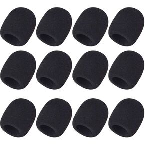 Facmogu 12 Pack Black Foam Microphone Windscreen, Mic Foam Covers for Handheld Microphone Protection, Handheld Microphone Windscreen Suitable for Karaoke DJ, Conference Room, Stage Performance