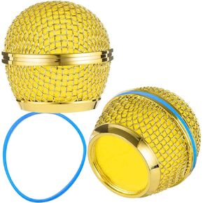 Gold Microphone Cover for Shuer SM58, SM58LC, Beta58, Beta58A, SA-M30, SV100, RK143G Windscreen Replacement, 2 Pack