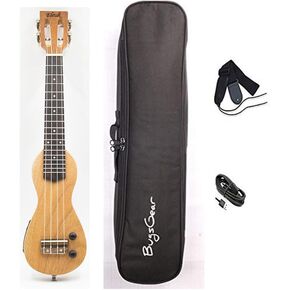 Portable travelling concert electric solidbody ukulele EleUke Peanut with bluetooth function enables enjoying practicing silently without disturbing your neighbor (Concert)