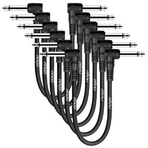 6Pack, 6Inch Premium Guitar Patch Cables,Black, Noise-Reducing 1/4-inch TS Right-Angle Connectors. Perfect for Clean Signal Flow in Your Pedalboard Setup (Black)