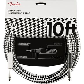 Fender Professional Series Instrument Cable, Guitar Cable, Stocking Stuffers, Guitar Accessories, Straight/Straight, Checkerboard, 10ft