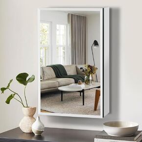 Movo Medicine Cabinet with Mirror, 24 Inch x 30 Inch Aluminum Mirror Cabinet with Single Door, Bathroom Medicine Cabinet, Surface Mount or Recess Installation,Silver in Kuwait