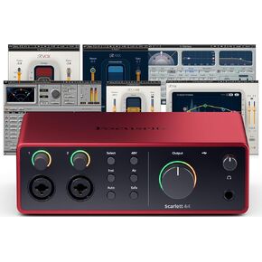 AudioDeluxe Focusrite Scarlett 4i4 (4th Gen) USB Audio Interface and Waves Musicians 2 Bundle