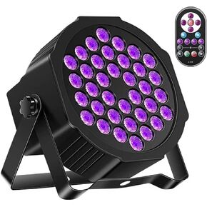 U'King Black Lights 72W UV LED Blacklight Glow in The Dark Black Light with Remote Control DMX Sound Activated Portable Black Light Strobe Lights for Parties Birthday Wedding DJ Bedroom Stage (1 Pack)