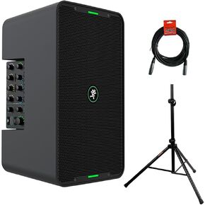 Mackie ShowBox All-in-One Battery-Powered 400W 8" Live Performance Rig with Breakaway Mix Control Bundle with Auray SS-4420 Steel Speaker Stand and XLR- XLR Cable