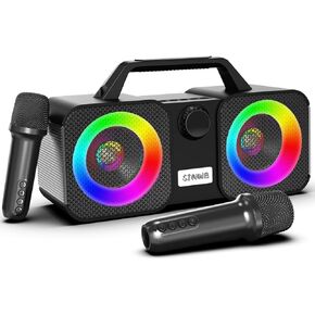 Karaoke Machine, Portable Bluetooth Speaker with 2 Wireless Microphones,Karaoke Machine for Adults & Kids