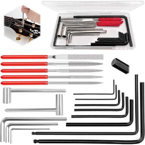 18 Pcs Guitar Allen Wrench and Mini Diamond Needle Files Set, 7mm & 8mm Truss Rod Hex Box Wrenches and 4mm & 5mm Lengthened Truss Rod Allen Wrenches for Guitar Bass Neck Bridge Nut Screw