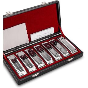 Swan Harmonica 10 Hole Blues Harmonica Set 7/12 Tone Set Suit Gift Box Mouth Organ Harmonica for Beginners Adluts (12 tone set)