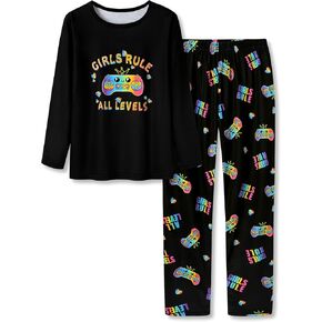 Little & Big Girls Long Sleeves & Pants Tie Dye Tropical Flowers Leaves Pajamas Kids PJ Set Sleepwear Size 6-18