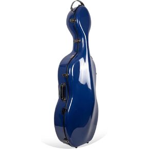 Crossrock Fiberglass Cello Case with Wheels - Fits 4/4 Full Size Cello - Includes Padded Music Pouch, 3 Handles, Removable Shoulder Straps- Navy Blue (CRF2020CEFNVBL)
