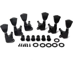 Alnicov Guitar Tuners String Sealed Tuning Key Pegs 3L 3R Machine Heads，With Keystone Knob，For Lp Sg Tl Electric Acoustic Guitars Black
