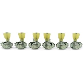 Kluson Revolution G-Mount Diecast Tuners - 3 Per Side - Pearloid Keystone Button Chrome