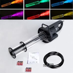 Smoke Machine Handheld CO2 Fog Machine with RGB Lights Cannon Jet Machine Stage Effect Equipment Tube w/ 3m Hose, for DJ Stage, Party, Wedding, Special Event, Music Festival