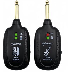 Miwayer Wireless Guitar System UHF Audio Built in Rechargeable Lithium Battery Wireless Guitar Transmitter Receiver System for Electric Guitar Bass Violin Keyboard Accessories (HB-30 Black)