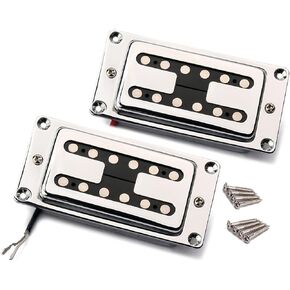 Humbucker Pickups Set, High Output Flush Polepiece Ceramic Magnet PUP Compatible Electric Guitar with Humbucker Pickup Configuration, Double Coil Bridge Neck Pick-up Replacements, Chrome