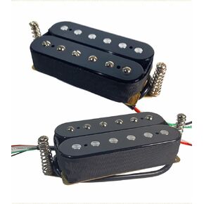 Humbucker Pickups Set, High Output Flush Polepiece Ceramic Magnet PUP Compatible Electric Guitar with Humbucker Pickup Configuration, Double Coil Bridge Neck Pick-up Replacements, Chrome