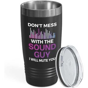 Audio Engineer Black Edition Ringneck Tumbler 20oz - I Will Mute You - Audio Engineer Gifts Sound Guy Gifts Sound Engineer Gift Radio Mixer Stereo Music Studio