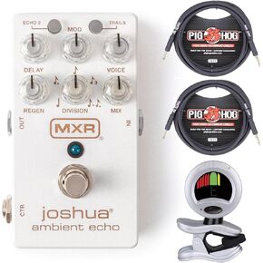 Briskdrop MXR M309 Joshua Ambient Echo Effects Pedal - Bundle with 2 Pig Hog Instrument Cables and Snark Tuner