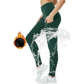 STRETCHUP Women's Fleece Lined Leggings with Pocket Waterproof High Waisted Thermal Winter Yoga Pant for Women Workout