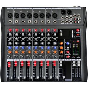 Professional Sound Board Console System 8-Channel Sound Mixing Board USB Pro Studio DJ Sound Controller Voice Mixing Sound Mixing Console Music Recording Equipment for Stage Performance Bar Home Party