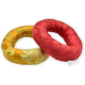 4 inch 2PCS Silk Ring Cushion Red and Orange Colors Best for Bowl size 3"-6" made in Nepal