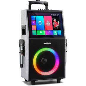Professional Karaoke Machine with Lyrics Display Screen for Adults, 2 Wireless Microphones, LED Lights, Bluetooth Portable PA Speaker System with Upgraded Built in 15" Tablet & WiFi, Allegro X8 2.0