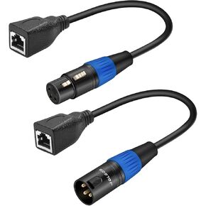 3 Pin XLR to RJ45 Adapter 1 Pair, RJ45 to XLR DMX Cable, for DMX-CON Controller Series, Stage and Recording Studio, 1 Feet