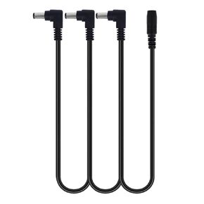 1 to 3 Way Daisy Chain Black Cable Right Angle Plug Guitar Effect Pedal Power Supply Splitter Cable Adapter 9V DC Power Cable