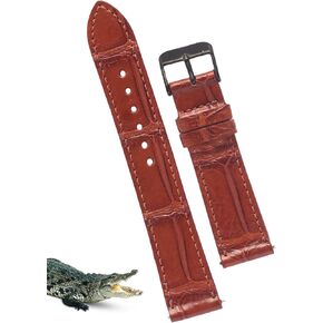 Full Grain Leather Watch Band Men Quick Release Handmade Alligator Crocodile Replacement Watch Strap 18mm 19mm 20mm 21mm 22mm Deployment Buckle